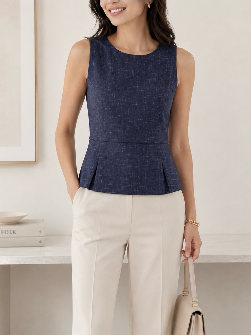 Ann Taylor Petite Crosspatch sleeveless Peplum top 00P